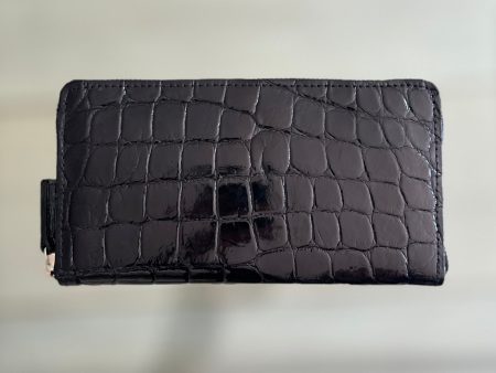 ZIP AROUND WALLET - BLACK GLAZE ALLIGATOR - IN STOCK NOW Online Hot Sale