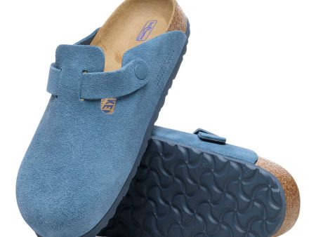 Birkenstock Boston Elemental Blue Suede Soft Footbed For Sale