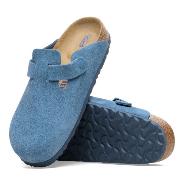 Birkenstock Boston Elemental Blue Suede Soft Footbed For Sale