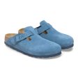 Birkenstock Boston Elemental Blue Suede Soft Footbed For Sale