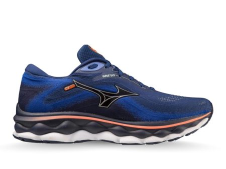 Mizuno Men s Wave Sky 7 - Blue Depths Silver For Cheap