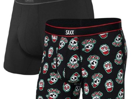 SAXX Men s Daytripper (2-Pack) Boxer Brief Underwear - Jingle Bones Black For Sale