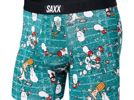 SAXX Men s Vibe Boxer Brief Underwear - Gridiron Snowman-Green Online now