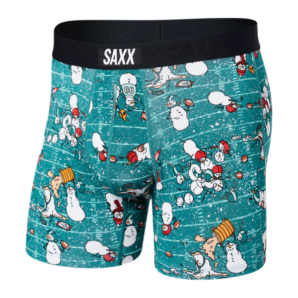 SAXX Men s Vibe Boxer Brief Underwear - Gridiron Snowman-Green Online now