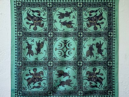 SQUARE SCARF MOSAIC ANIMALS EMERALD Supply