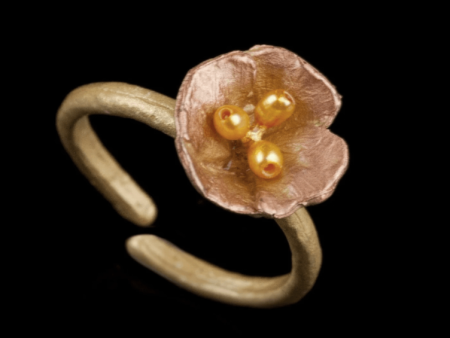 California Poppy | Adjustable Ring | Bronze Yellow Pearl Online Hot Sale