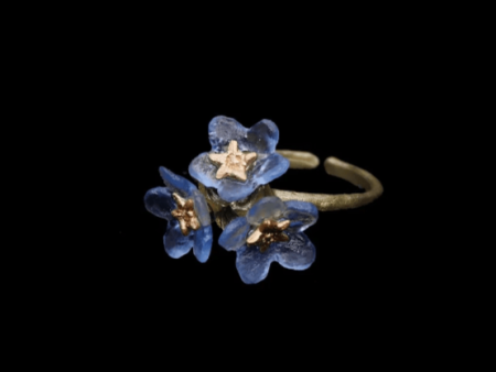 Forget-Me-Not Triple Flower | Adjustable Ring | Bronze  Cast Glass Fashion